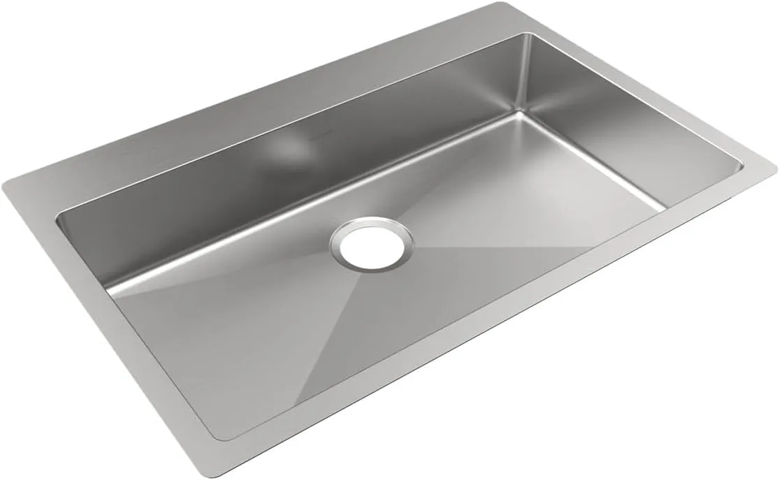 Elkay ECTSRSAD3322600 Crosstown 18 Gauge Stainless Steel 33" x 22" x 6" 0-Hole Single Bowl Dual Mount ADA Sink