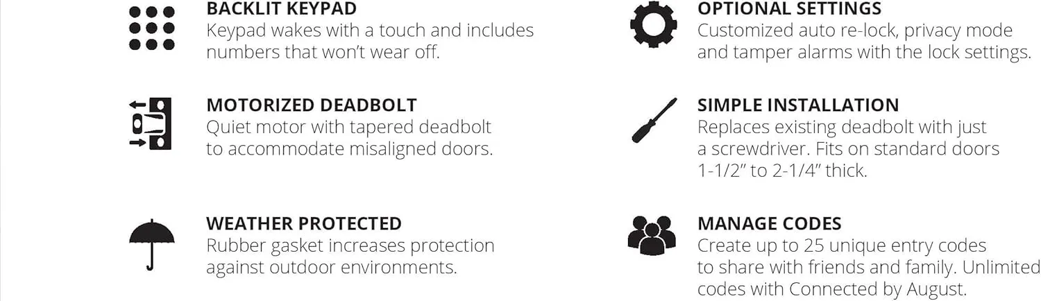 EMTEK Empowered Motorized Touchscreen Keypad Deadbolt - Choice of 4 Finishes - EMP0101US19 - Flat Black (US19)