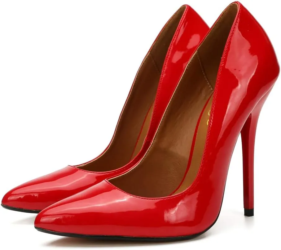 Enelauge Women's Stiletto Pointed Toe Slip On High Heel Zapatos Ladies Wedding Party Pumps Plus Size