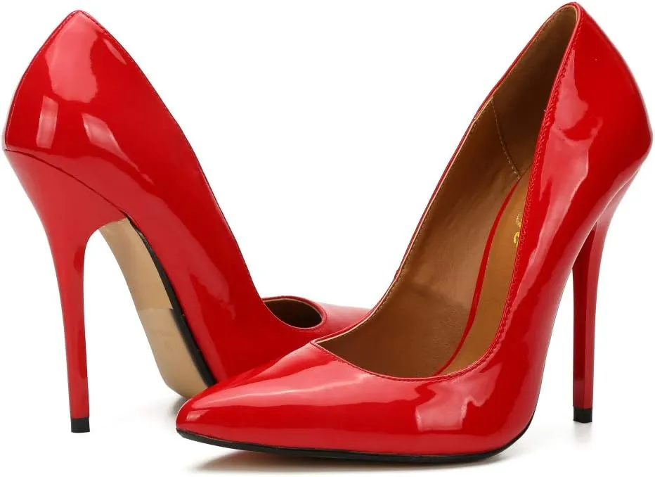 Enelauge Women's Stiletto Pointed Toe Slip On High Heel Zapatos Ladies Wedding Party Pumps Plus Size