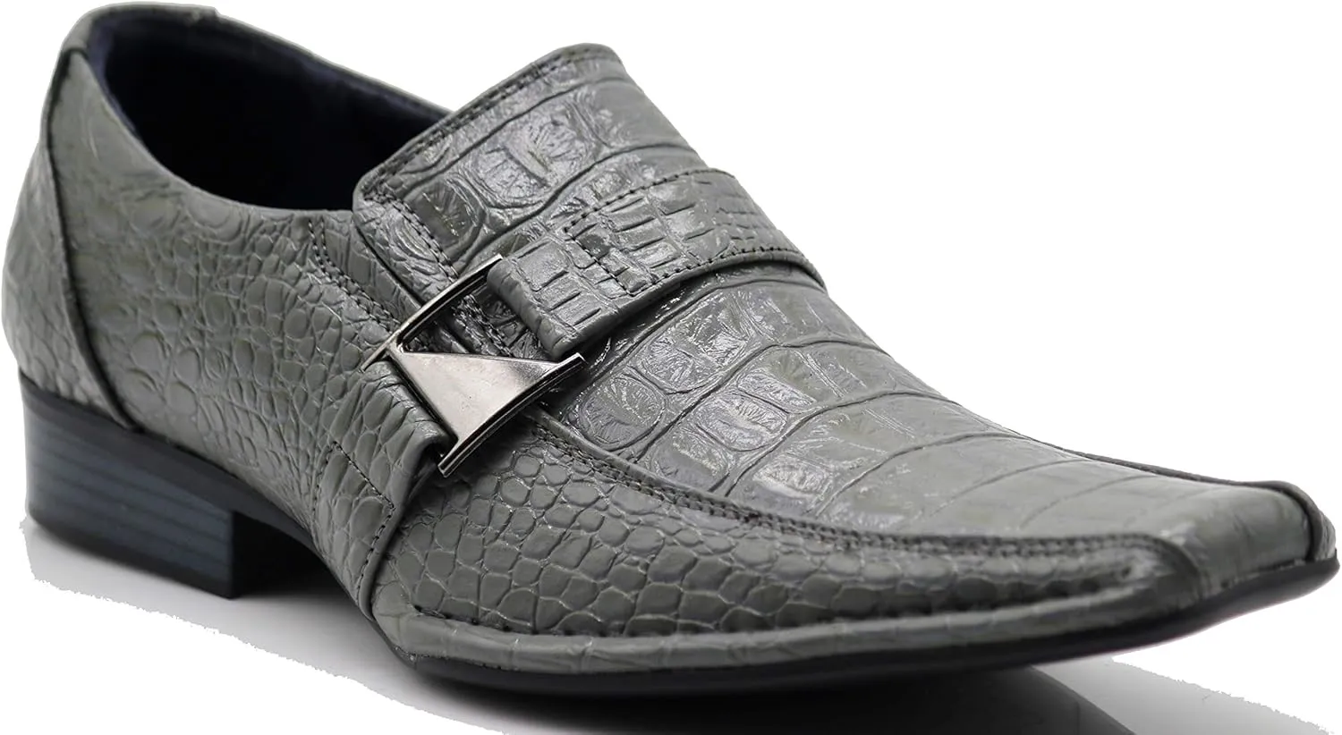 Enzo Romeo Santcro Men's Dress Crocodile Print Loafers Elastic Slip on with Buckle Fashion Shoes Runs Half Size Big