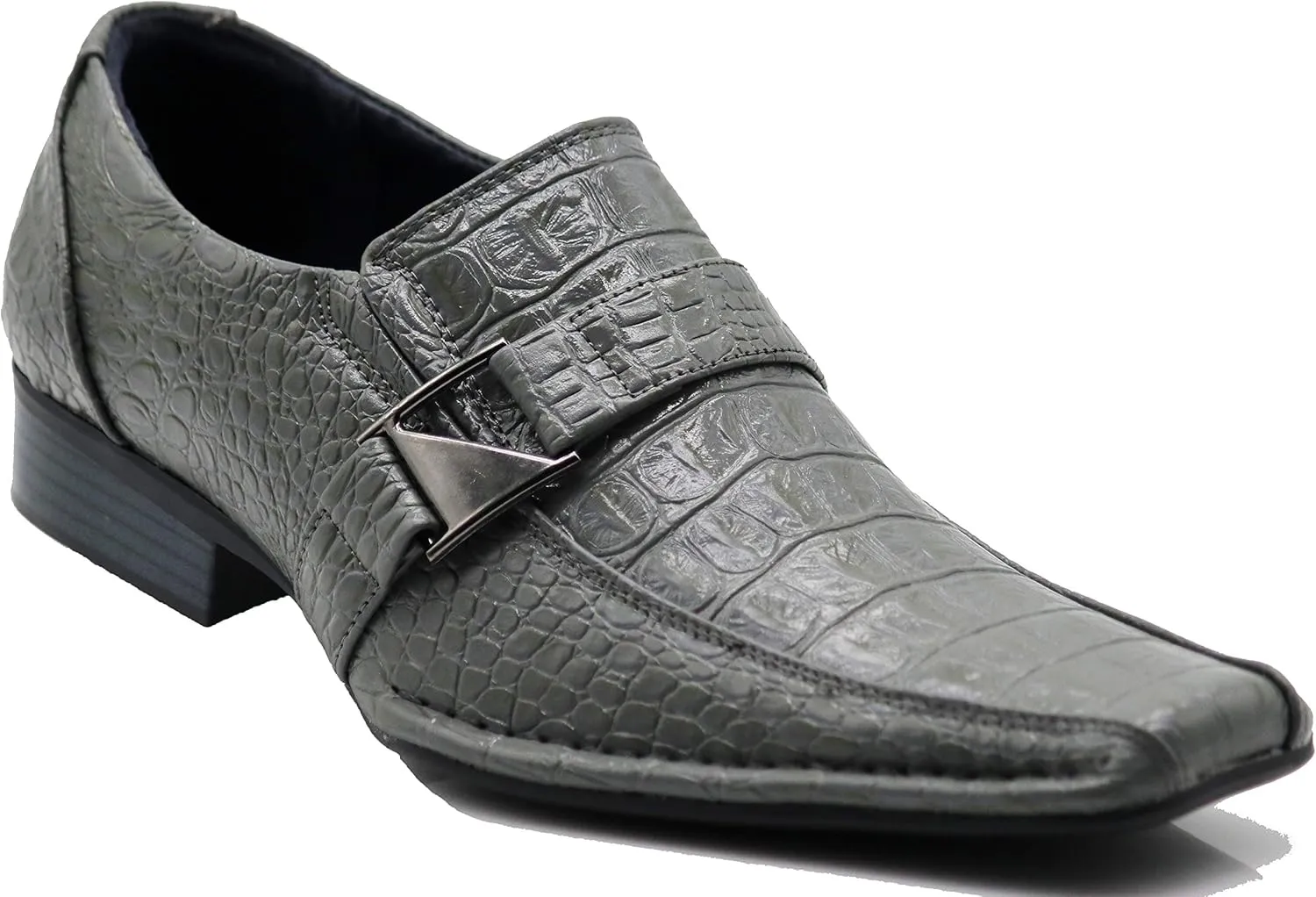 Enzo Romeo Santcro Men's Dress Crocodile Print Loafers Elastic Slip on with Buckle Fashion Shoes Runs Half Size Big