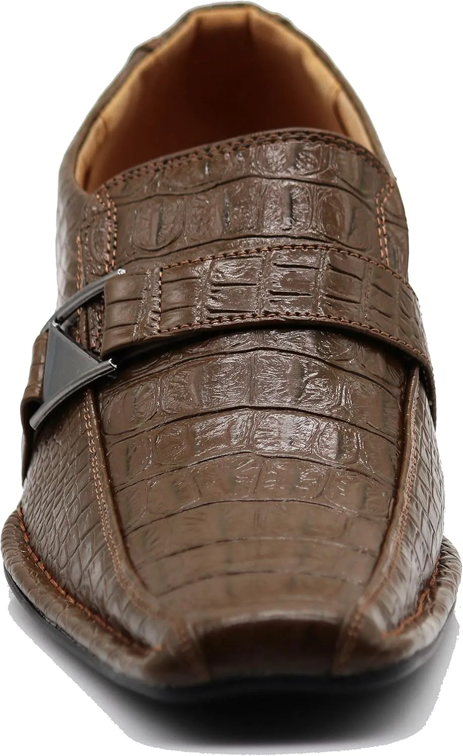 Enzo Romeo Santcro Men's Dress Crocodile Print Loafers Elastic Slip on with Buckle Fashion Shoes Runs Half Size Big