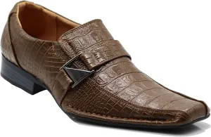 Enzo Romeo Santcro Men's Dress Crocodile Print Loafers Elastic Slip on with Buckle Fashion Shoes Runs Half Size Big