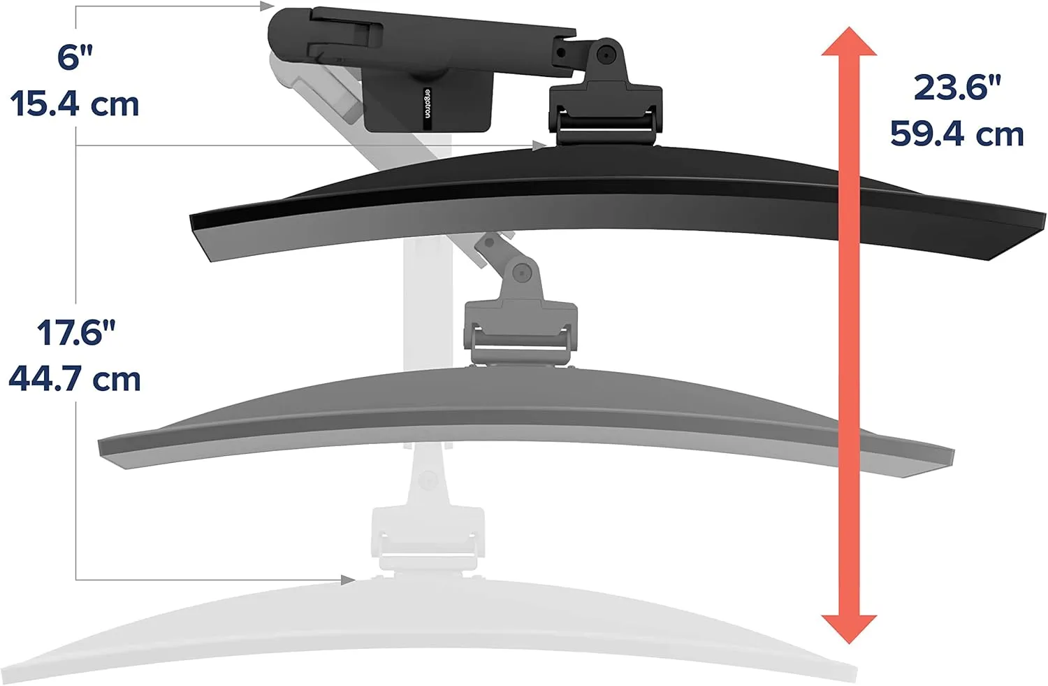 Ergotron – HX Premium Heavy Duty Monitor Arm, Single Monitor VESA Desk Mount – for Flat or Slight Curved Ultrawide Monitors Up to 49 inches, 20 to 42 lbs – Standard Pivot, Matte Black