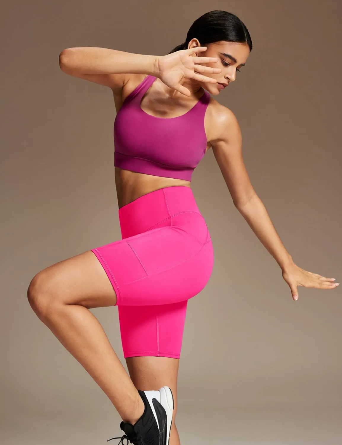 Ewedoos Biker Shorts Women Tummy Control Workout Shorts with 3 Pockets High Waisted Compression Gym Running Yoga Shorts Women