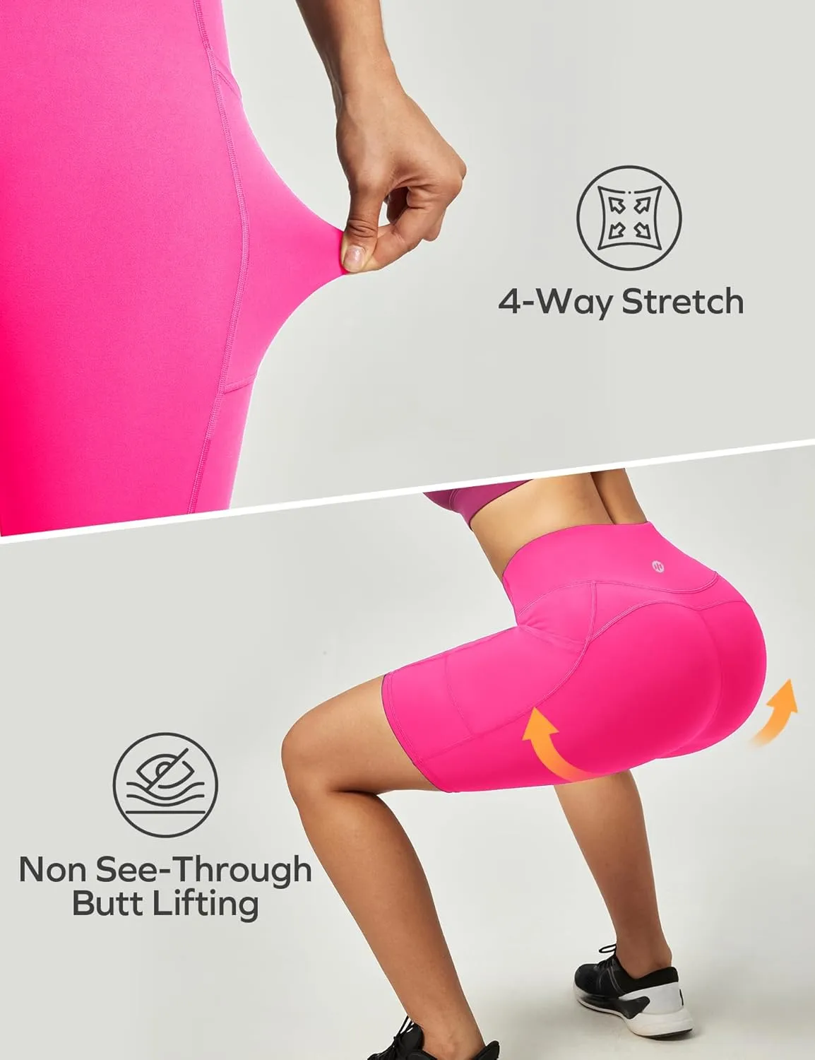 Ewedoos Biker Shorts Women Tummy Control Workout Shorts with 3 Pockets High Waisted Compression Gym Running Yoga Shorts Women