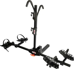 Extreme Max 5001.6412 Hitch-Mount Locking Adjustable 2-Bike Rack with Steel Wheel Trays, Tiltable & Collapsible ​- Fits 2" Receiver