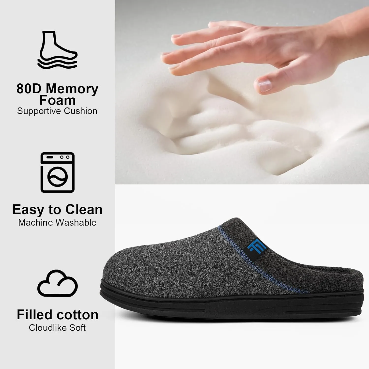 FamilyFairy Men's Memory Foam House Slippers Warm Slip-On Bedroom Shoes