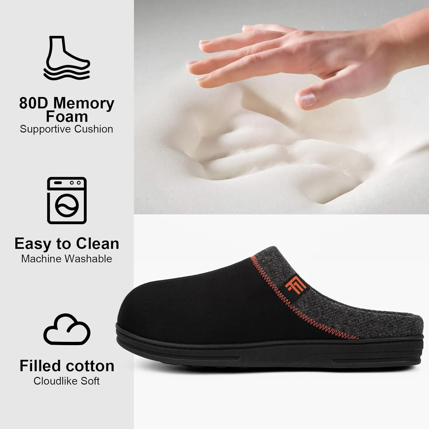 FamilyFairy Men's Memory Foam House Slippers Warm Slip-On Bedroom Shoes