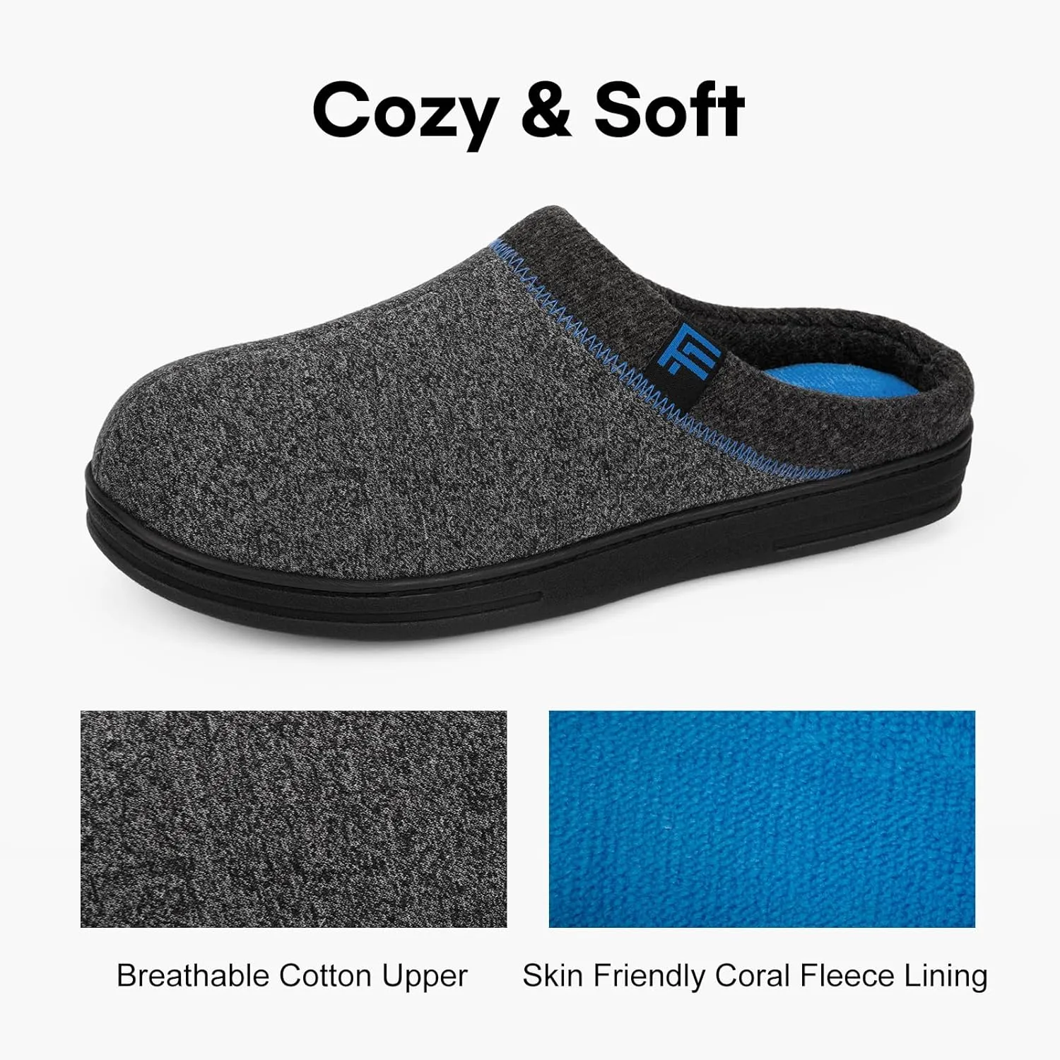 FamilyFairy Men's Memory Foam House Slippers Warm Slip-On Bedroom Shoes