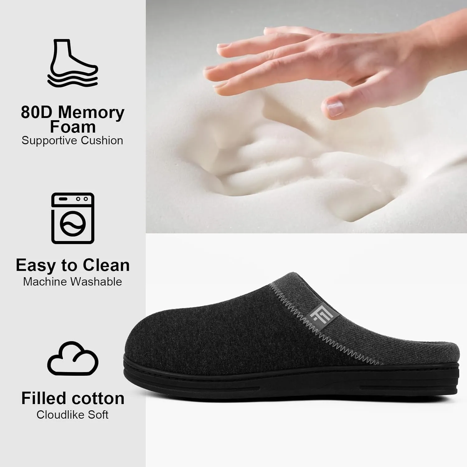 FamilyFairy Men's Memory Foam House Slippers Warm Slip-On Bedroom Shoes