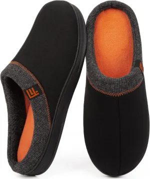 FamilyFairy Men's Memory Foam House Slippers Warm Slip-On Bedroom Shoes