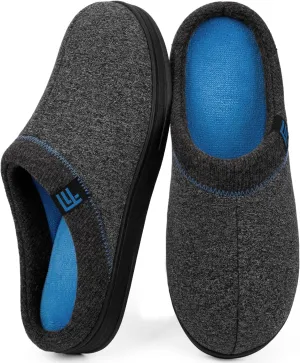 FamilyFairy Men's Memory Foam House Slippers Warm Slip-On Bedroom Shoes
