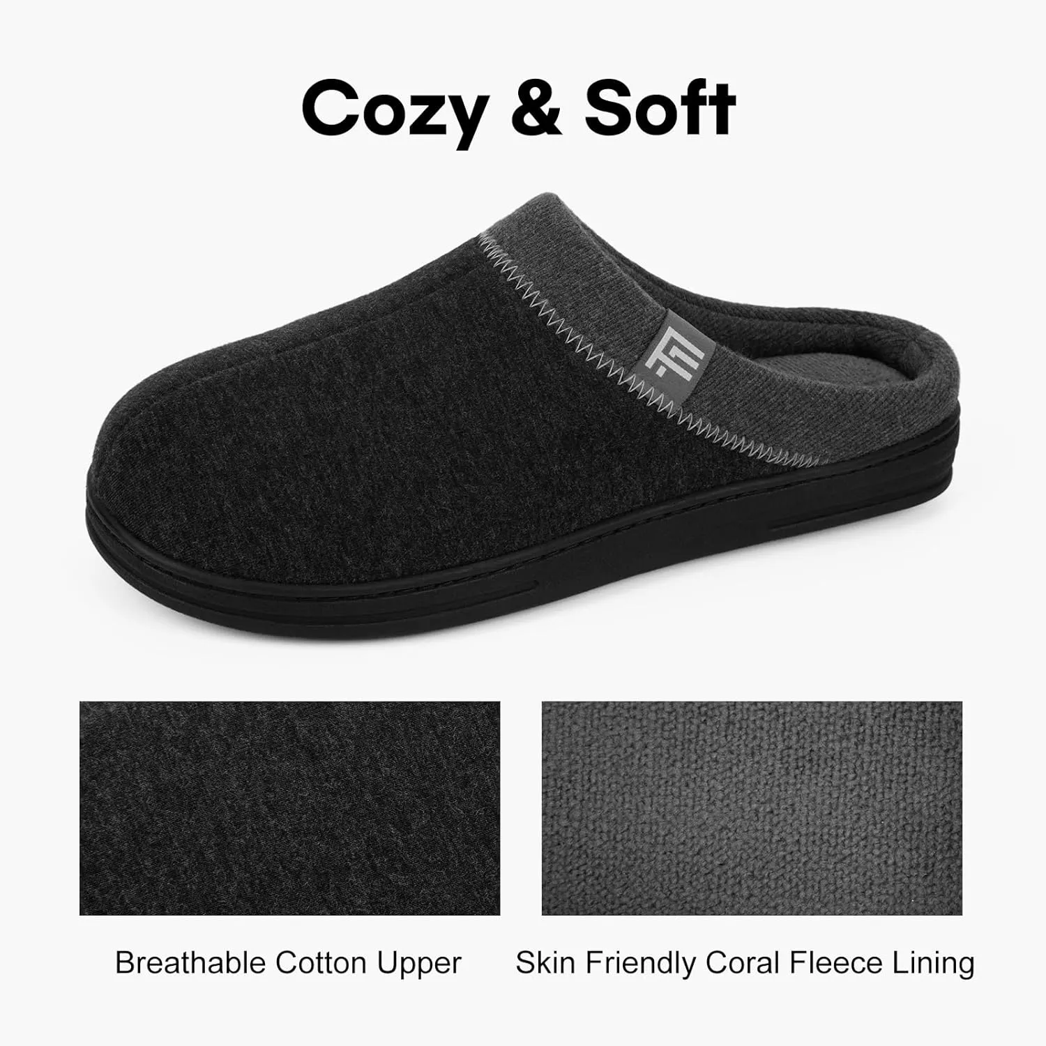 FamilyFairy Men's Memory Foam House Slippers Warm Slip-On Bedroom Shoes