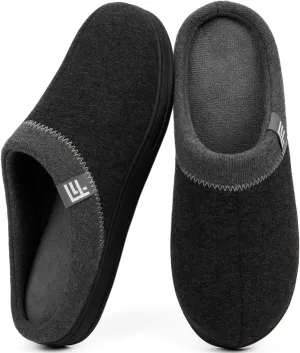 FamilyFairy Men's Memory Foam House Slippers Warm Slip-On Bedroom Shoes