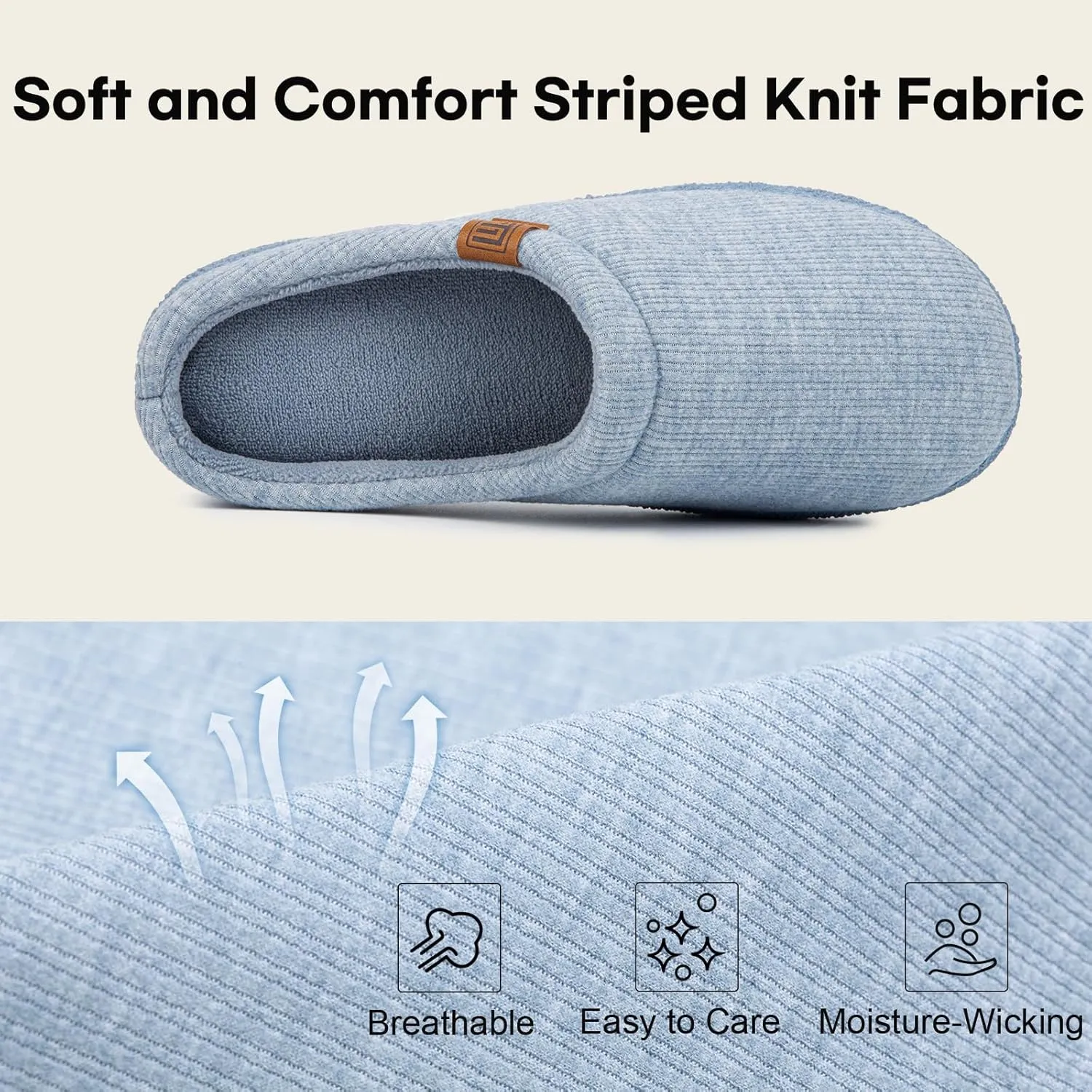 FamilyFairy Womens Slip On Memory Foam Slippers Comfy Knit Bedroom House Shoes for Indoor Outdoor