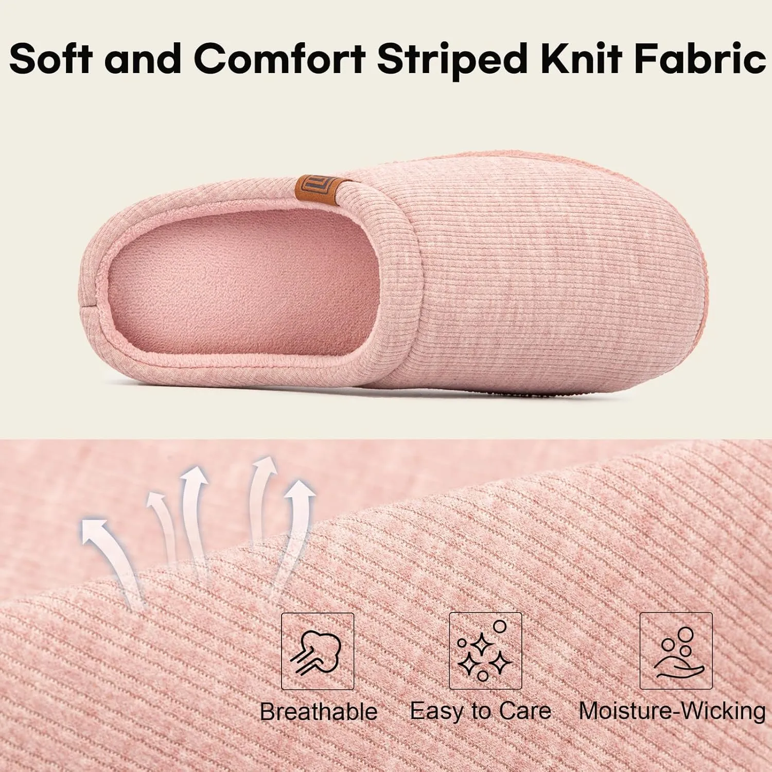 FamilyFairy Womens Slip On Memory Foam Slippers Comfy Knit Bedroom House Shoes for Indoor Outdoor
