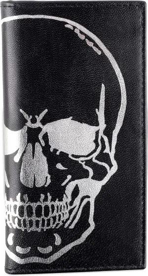 F&L CLASSIC Men's RFID Vintage Look Genuine Leather Long Bifold Wallet Checkbook Wallets,black skull,240-50