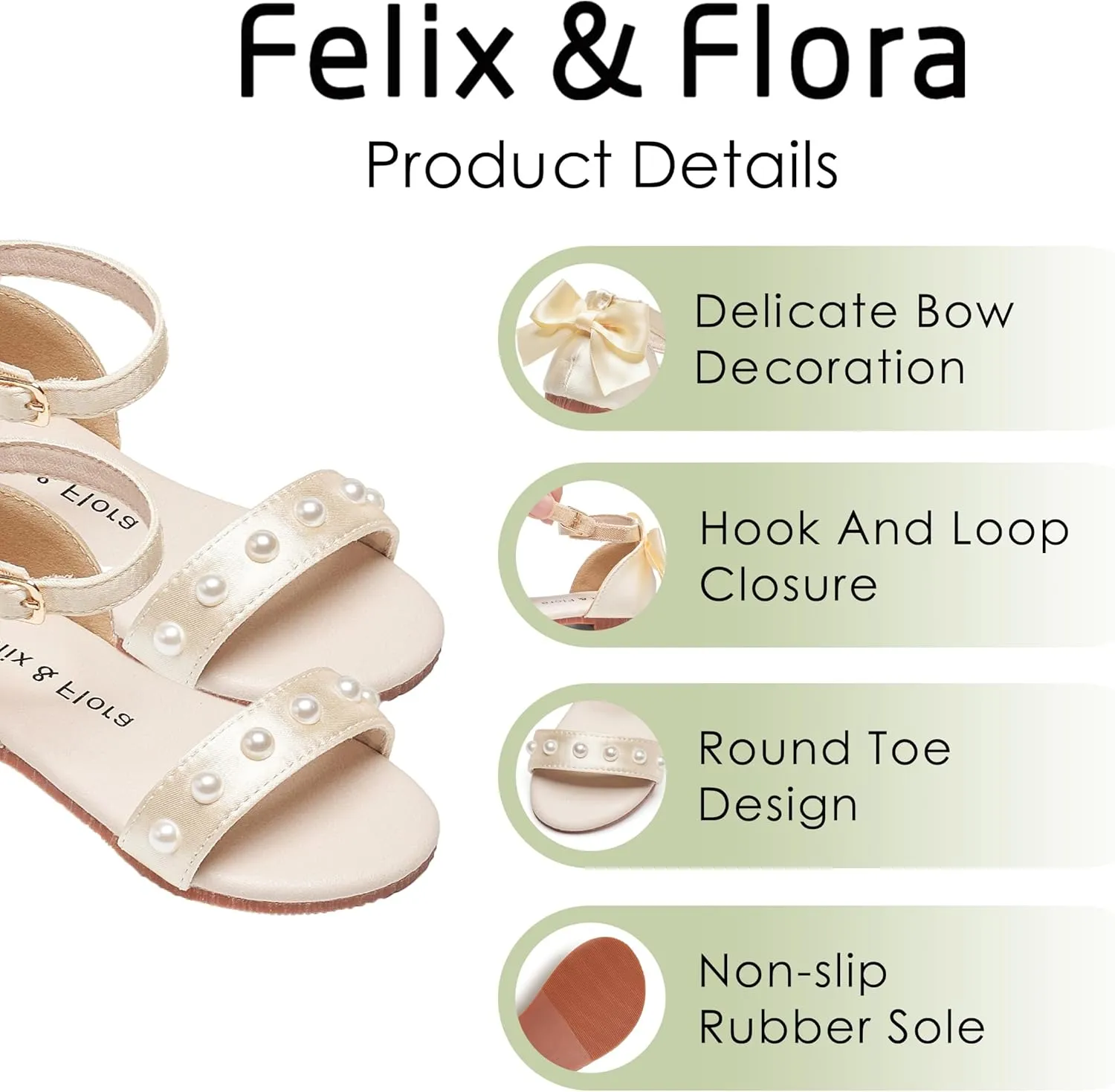 Felix & Flora Toddler Girl Sandals Open Toe Summer Flower Girl Dress Shoes