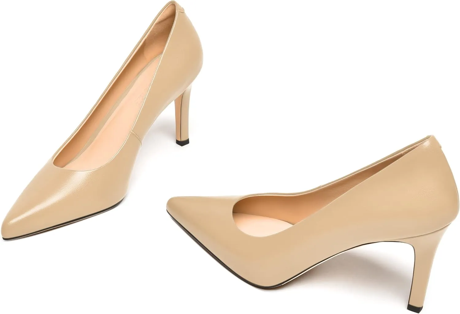 FEMSTEP Womens Dress Slip On Matte Leather Evening Pointed Toe Stiletto High Heel Pumps Shoes 3.3 Inch