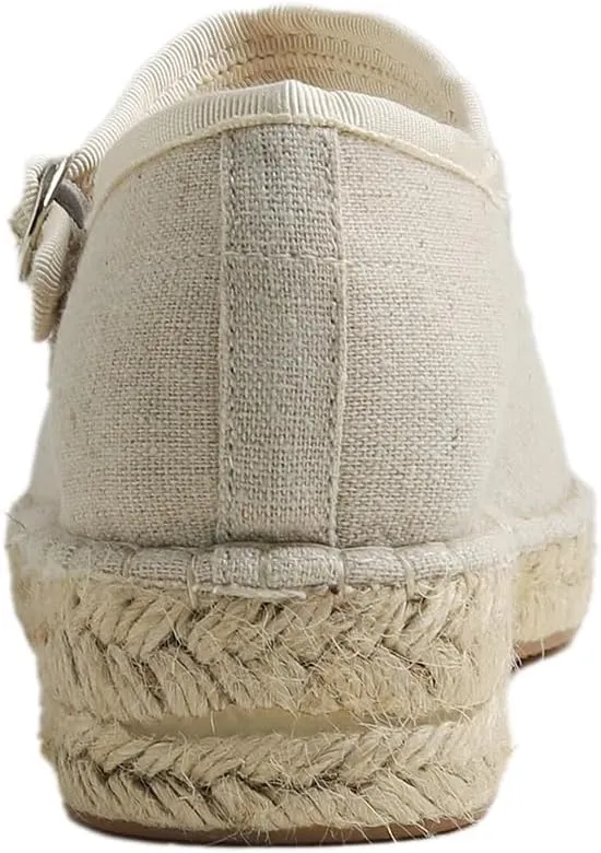 FEVERSOLE Close Toe Espadrilles Women's Comfort Breathable Ankle Strap Low Heel Wedge