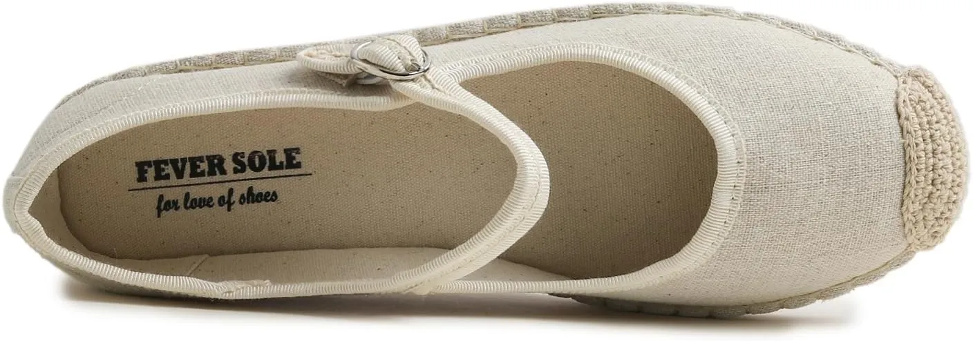FEVERSOLE Close Toe Espadrilles Women's Comfort Breathable Ankle Strap Low Heel Wedge