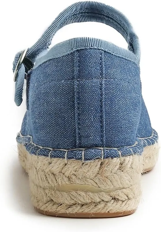 FEVERSOLE Close Toe Espadrilles Women's Comfort Breathable Ankle Strap Low Heel Wedge