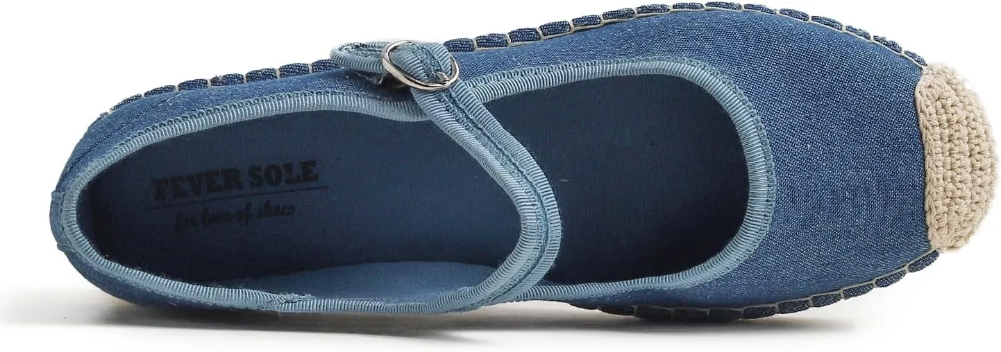 FEVERSOLE Close Toe Espadrilles Women's Comfort Breathable Ankle Strap Low Heel Wedge