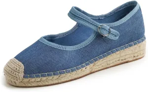 FEVERSOLE Close Toe Espadrilles Women's Comfort Breathable Ankle Strap Low Heel Wedge
