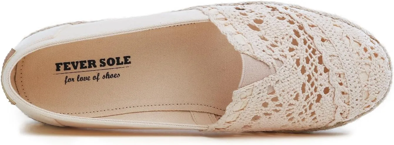 FEVERSOLE Close Toe Espadrilles Women's Comfort Breathable Slip On Flats Shoes