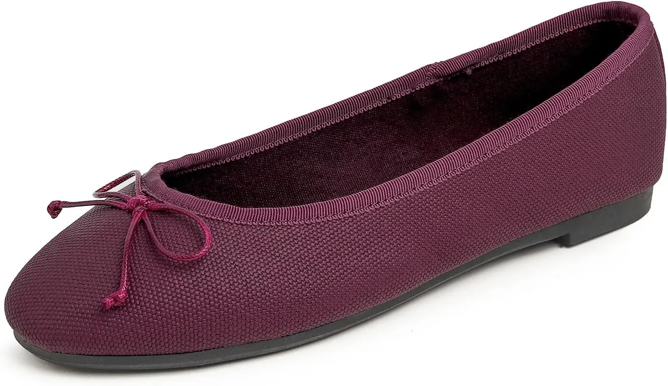 FEVERSOLE Women's Bow Tie Fashion Dress Slip On Shoes Round Toe Ballet Flat