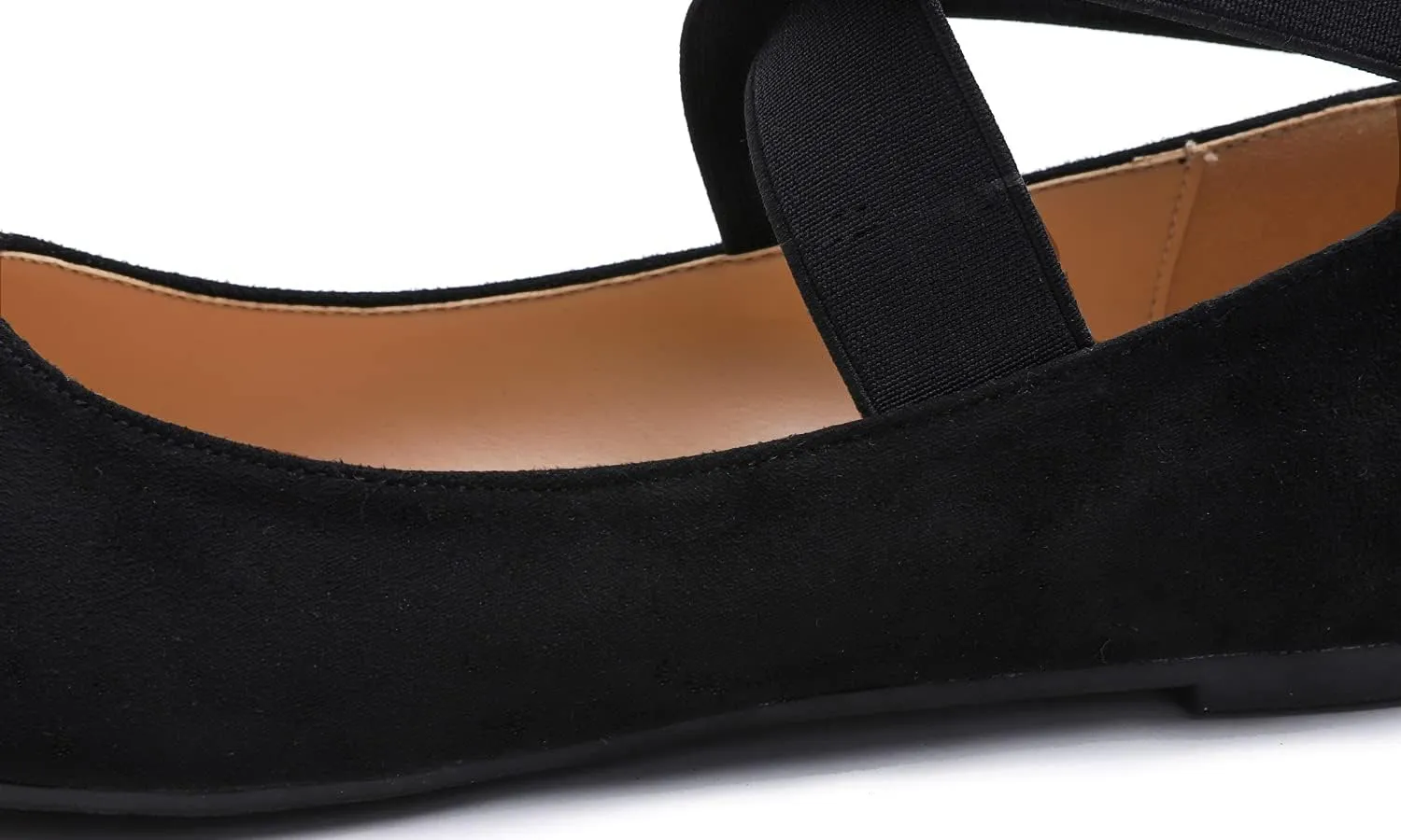 FEVERSOLE Women's Fashion Elastic Ankle Strap Shoes Round Toe Ballet Flat