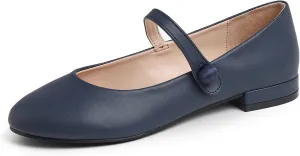 FEVERSOLE Women's Mary Jane Fashion Round Toe Low Heel Slip On Flats