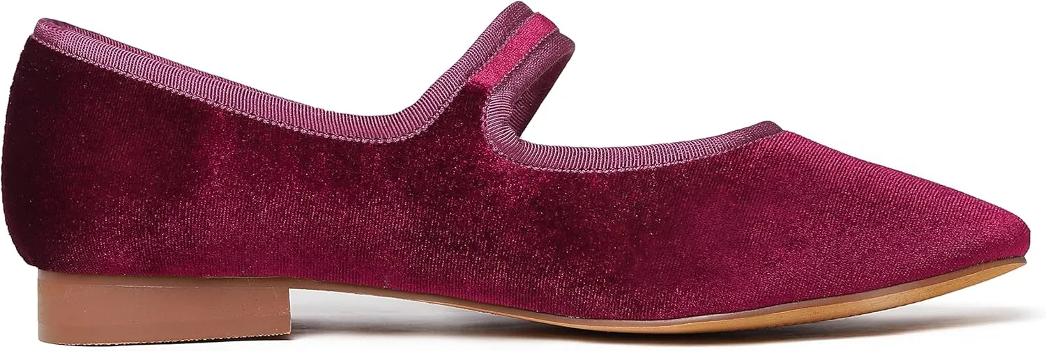 FEVERSOLE Women's Mary Jane Fashion Square Toe Easy Buckle Low Heel Slip On Flats