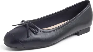 FEVERSOLE Women's Square Toe Fashion Bow Tie Dress Slip On Ballet Flats
