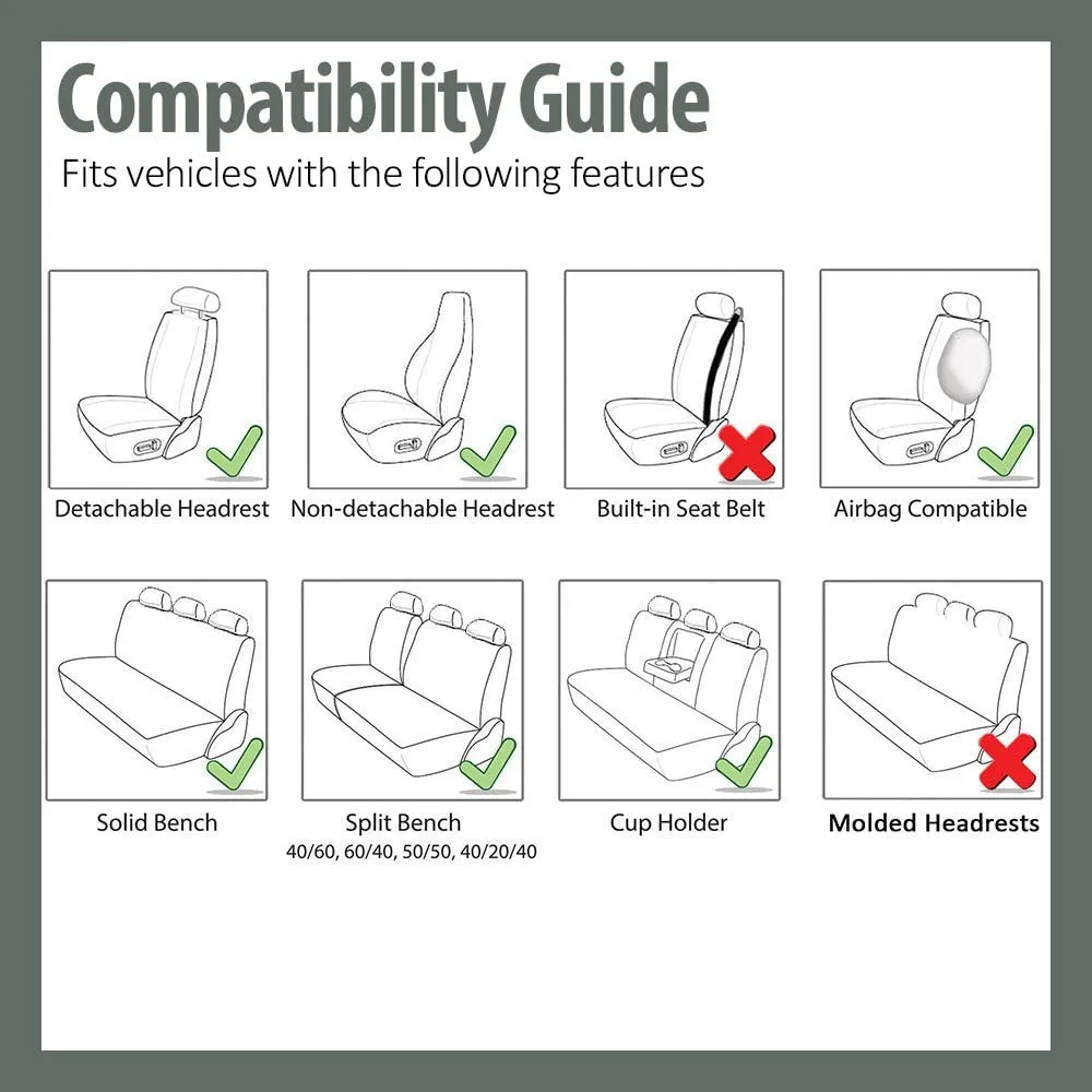 FH Group Three Row 7 Seater - Premium Modernistic Cars Seat Covers Fit Most Car, Truck, SUV, & Van Blue/Black