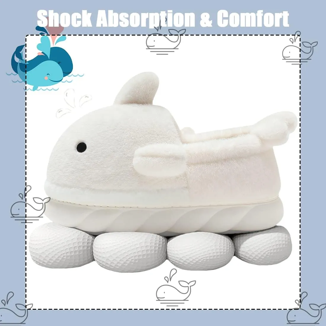Fiedaz Cute Cloud Whale Shark Slippers for Women Men Kids Plush House Slippers Comfy Memory Foam Slip-on Indoor Slippers
