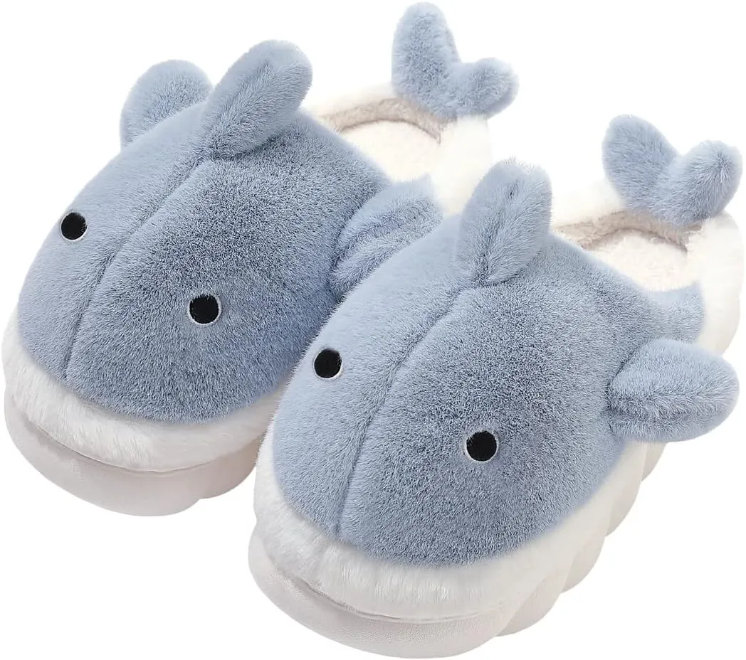 Fiedaz Cute Cloud Whale Shark Slippers for Women Men Kids Plush House Slippers Comfy Memory Foam Slip-on Indoor Slippers
