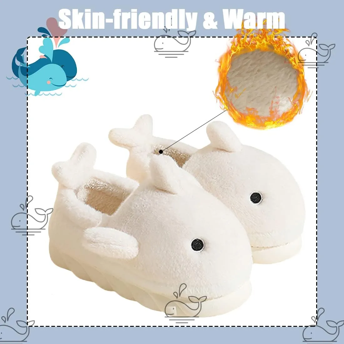 Fiedaz Cute Cloud Whale Shark Slippers for Women Men Kids Plush House Slippers Comfy Memory Foam Slip-on Indoor Slippers