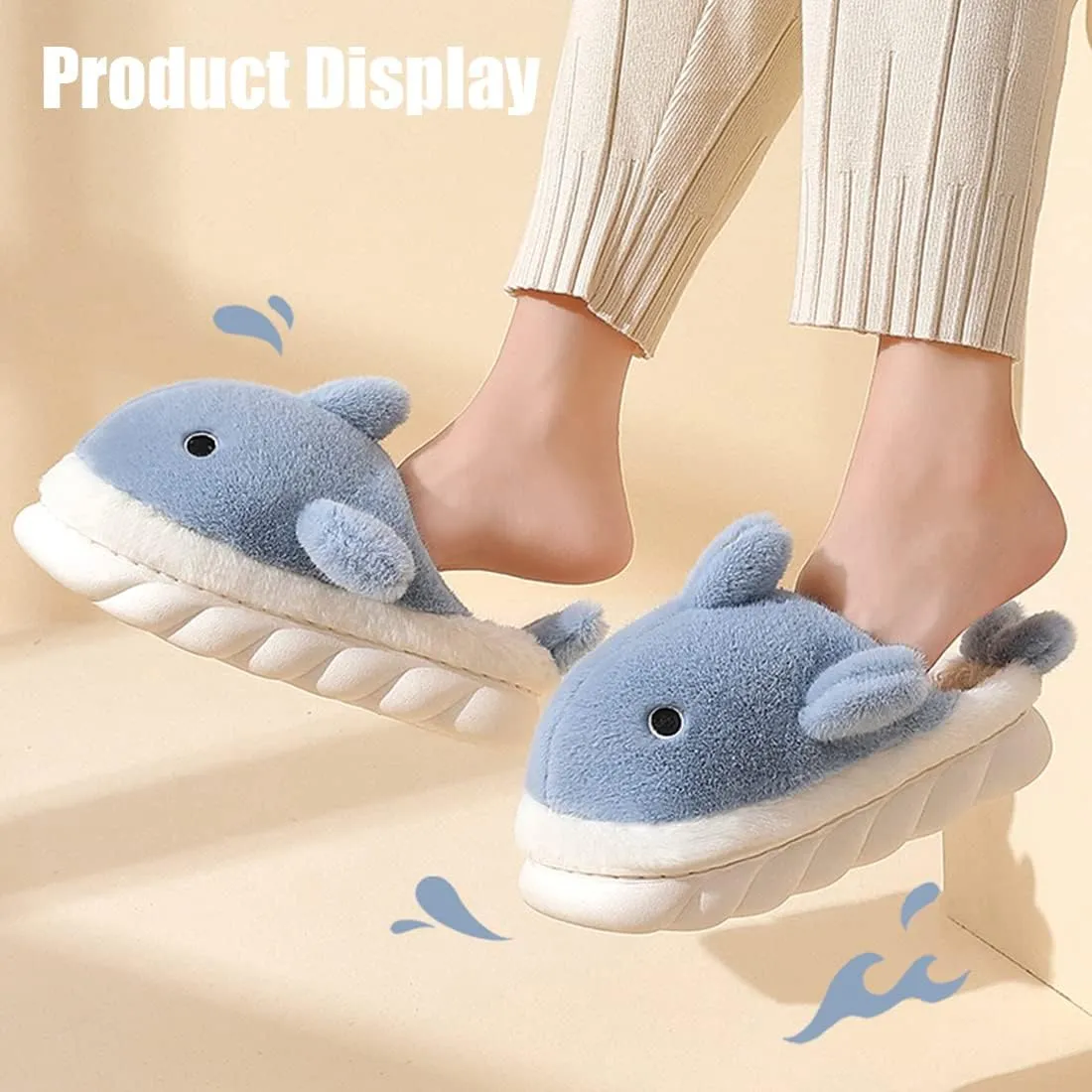 Fiedaz Cute Cloud Whale Shark Slippers for Women Men Kids Plush House Slippers Comfy Memory Foam Slip-on Indoor Slippers