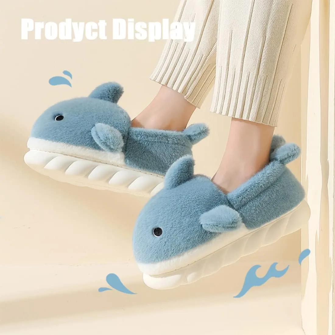 Fiedaz Cute Cloud Whale Shark Slippers for Women Men Kids Plush House Slippers Comfy Memory Foam Slip-on Indoor Slippers