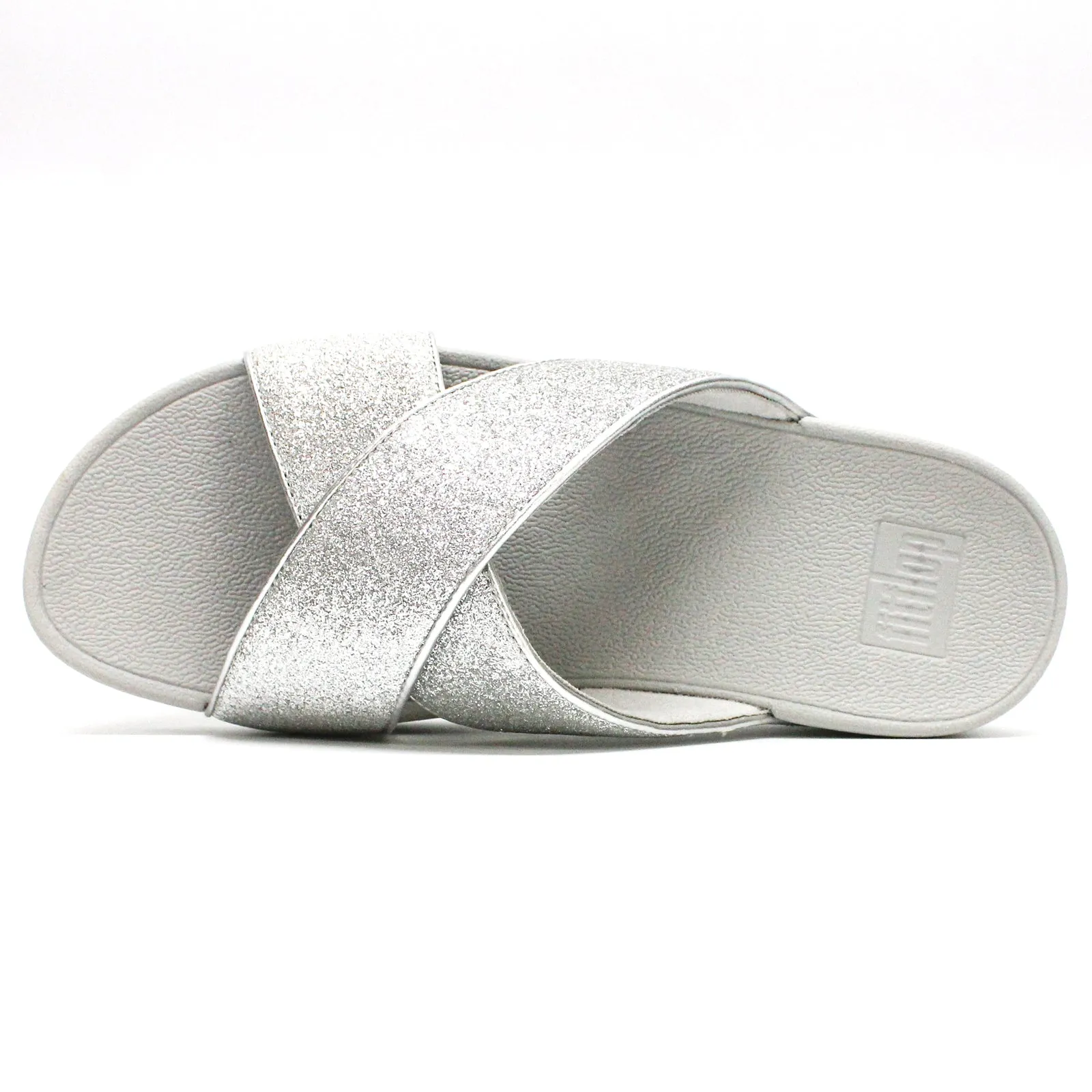 FitFlop Lulu Glitterdust Cross Slides Synthetic Leather Women's Slip On Sandals