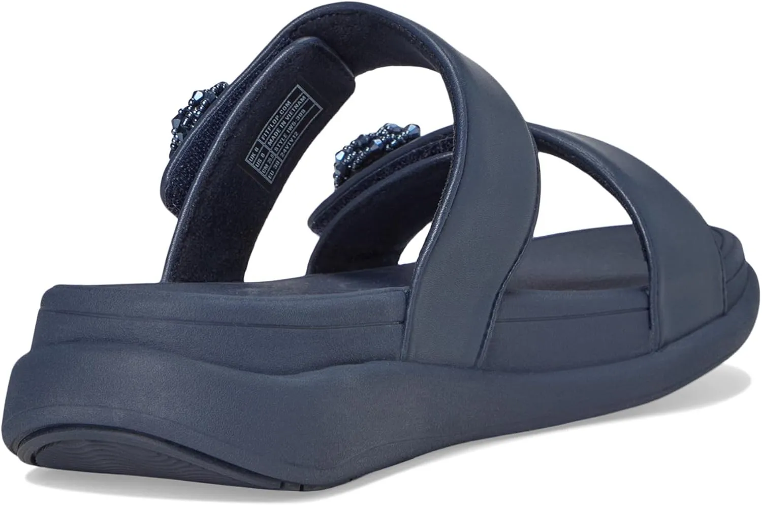 FitFlop Women's F-Mode Go Beadie-Button Adj. Flatform 2-bar Slides Wedge Sandal
