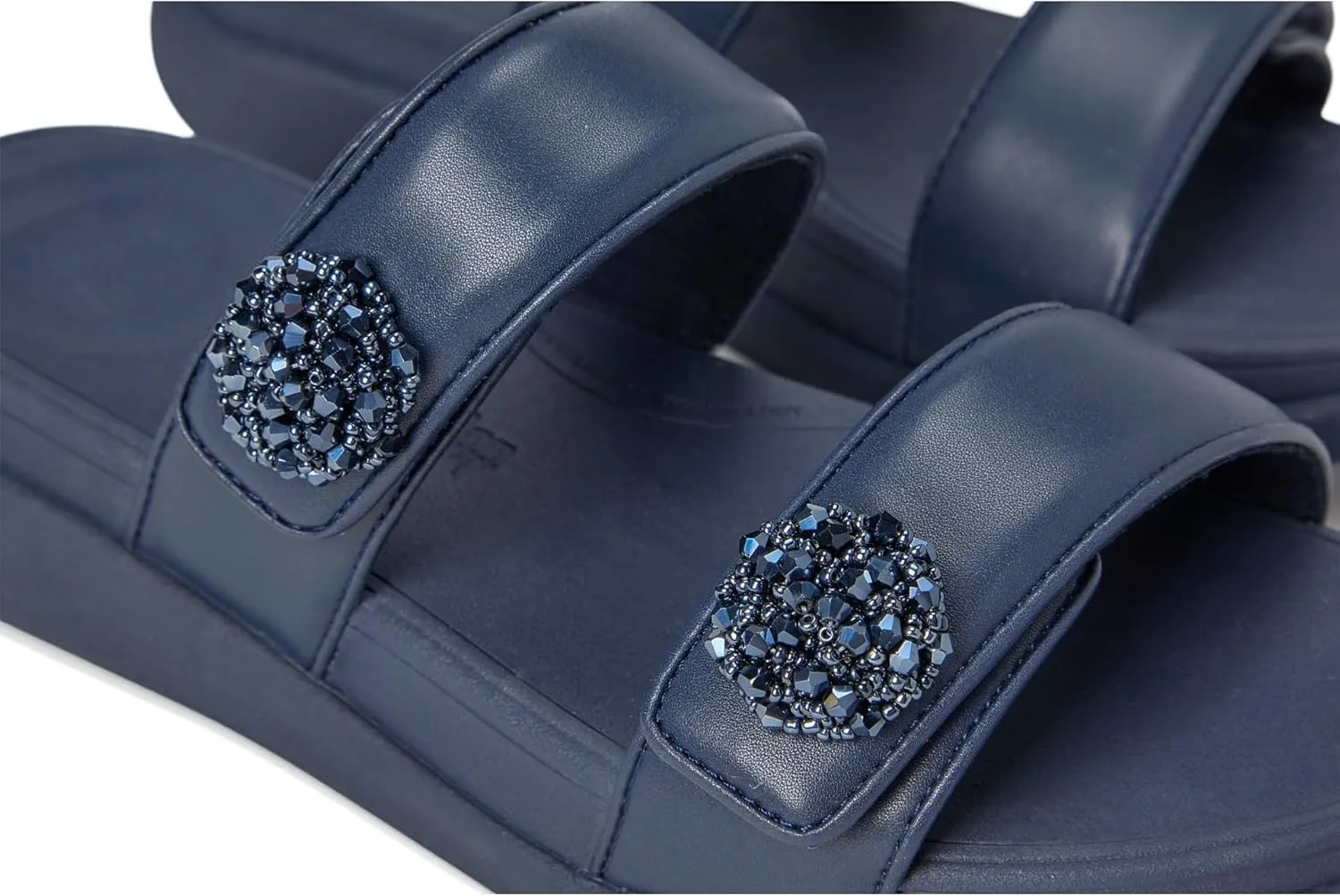 FitFlop Women's F-Mode Go Beadie-Button Adj. Flatform 2-bar Slides Wedge Sandal