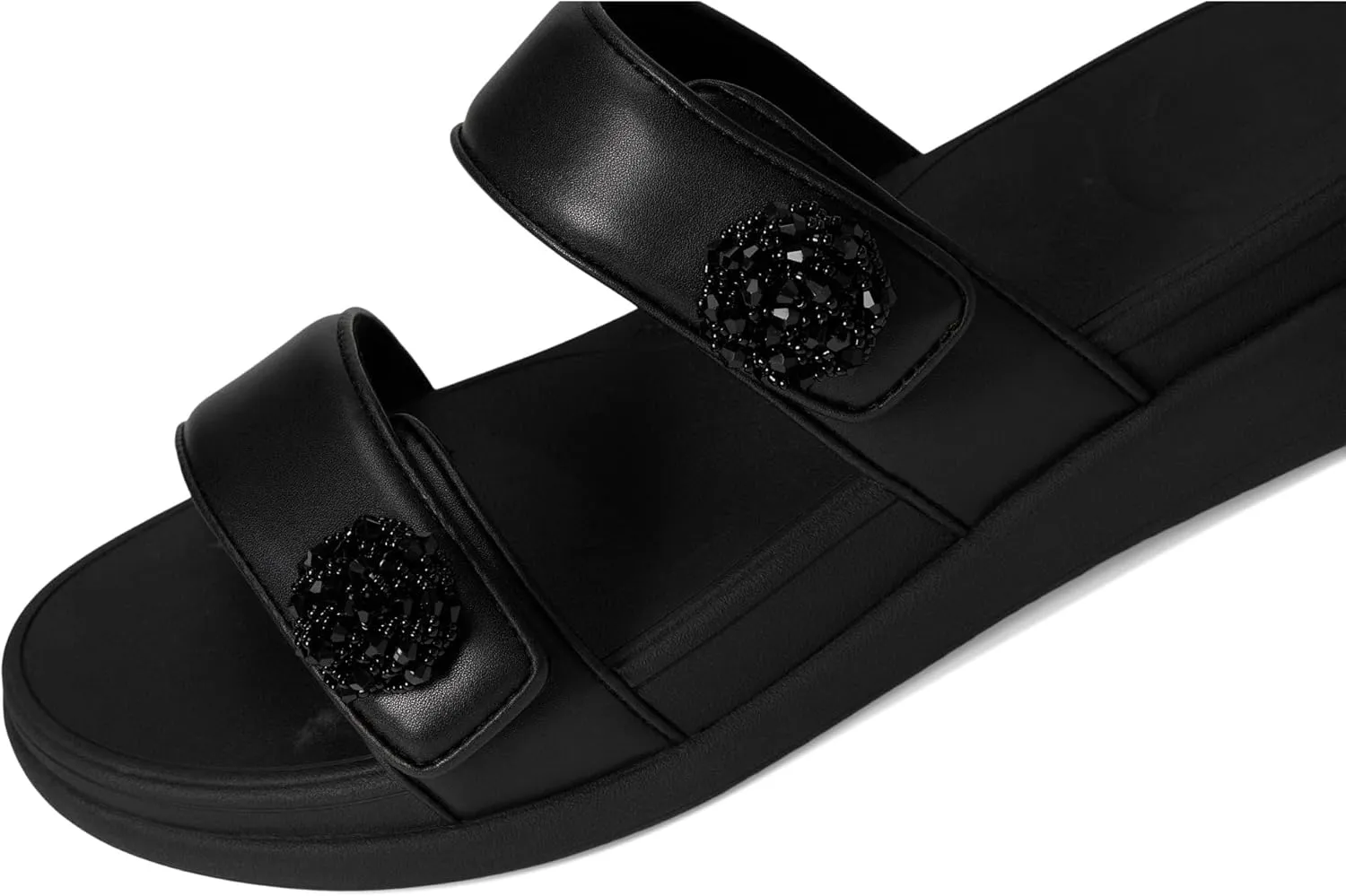 FitFlop Women's F-Mode Go Beadie-Button Adj. Flatform 2-bar Slides Wedge Sandal