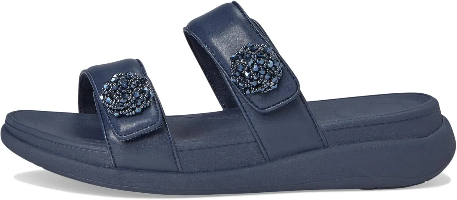 FitFlop Women's F-Mode Go Beadie-Button Adj. Flatform 2-bar Slides Wedge Sandal