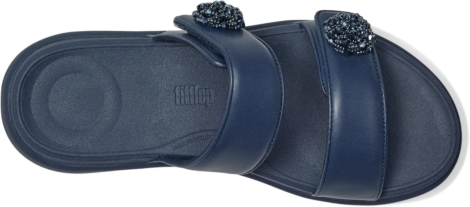 FitFlop Women's F-Mode Go Beadie-Button Adj. Flatform 2-bar Slides Wedge Sandal