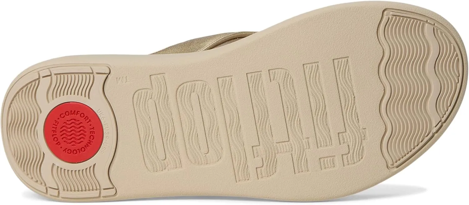 FitFlop Women's F-Mode Go Beadie-Button Adj. Flatform Toe/Post Sandals Wedge