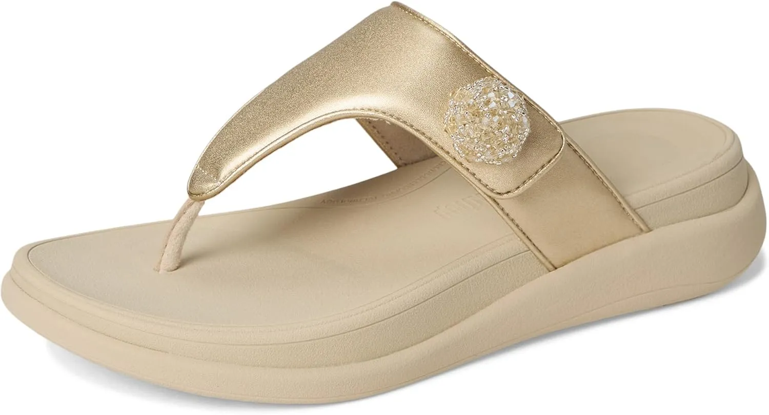 FitFlop Women's F-Mode Go Beadie-Button Adj. Flatform Toe/Post Sandals Wedge